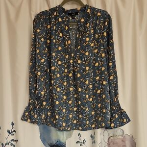 Ellos Floral Blouse - Blue and Yellow